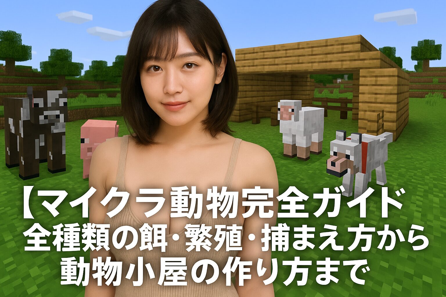 【マイクラ動物完全ガイド】全種類の餌・繁殖・捕まえ方から動物小屋の作り方まで