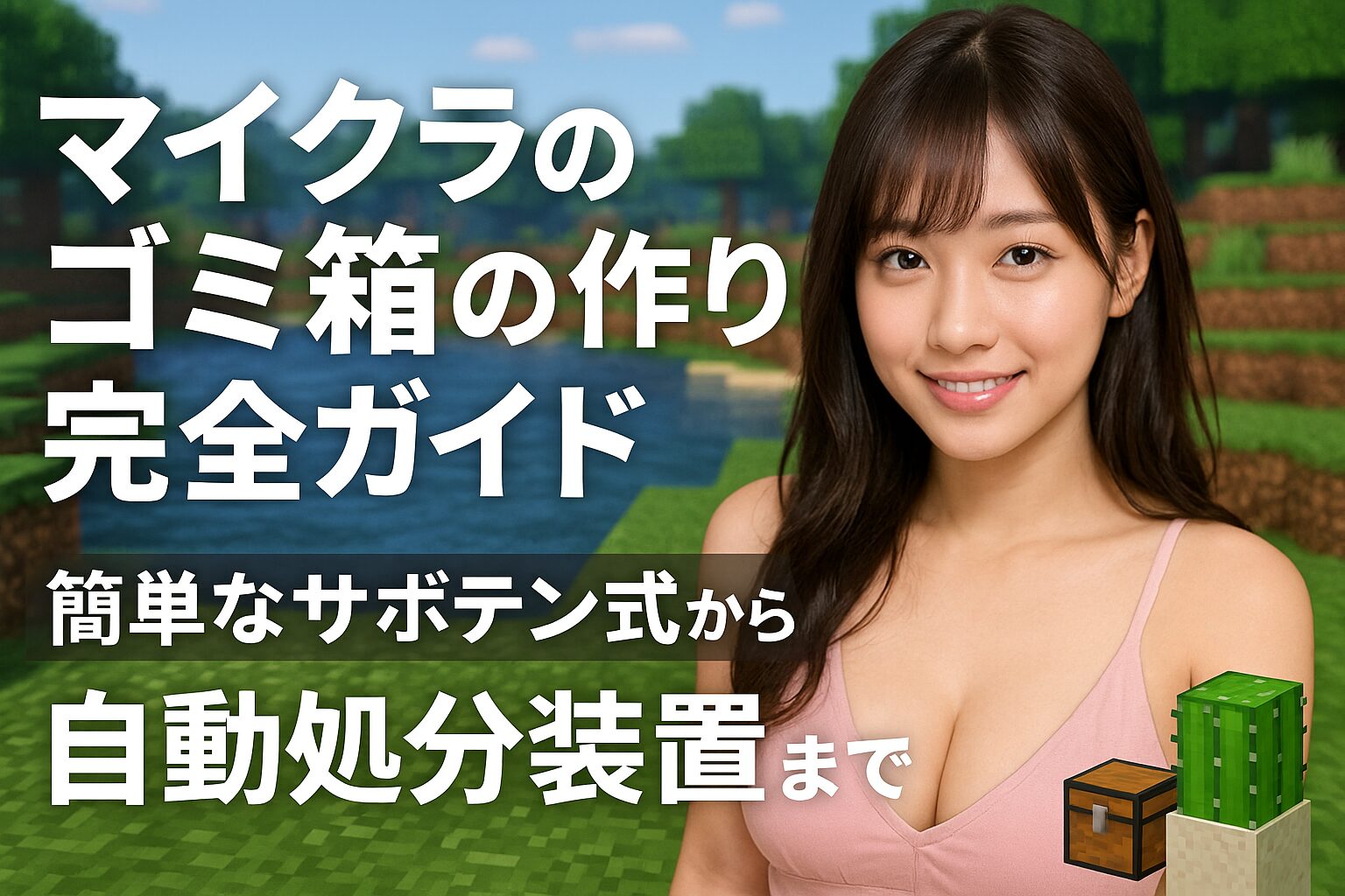 マイクラのゴミ箱の作り方完全ガイド｜簡単なサボテン式から自動処分装置まで