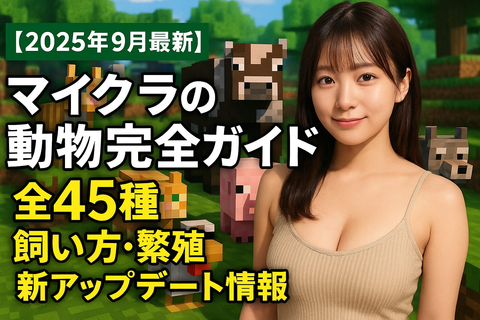 【2025年9月最新】マイクラの動物完全ガイド：全45種の飼い方・繁殖・新アップデート情報